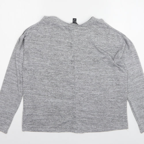 New Look Womens Grey Round Neck Polyester Pullover Jumper Size S