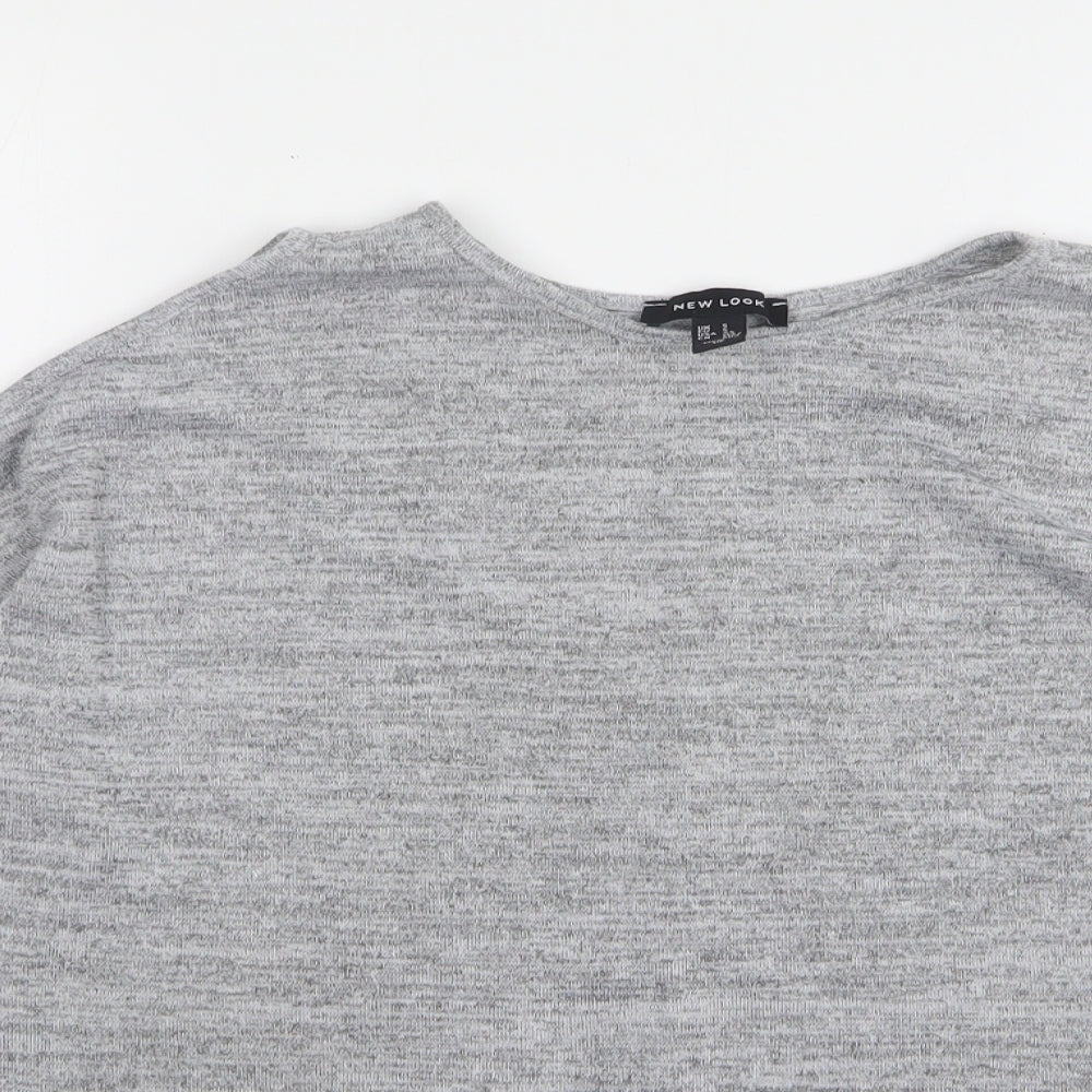 New Look Womens Grey Round Neck Polyester Pullover Jumper Size S