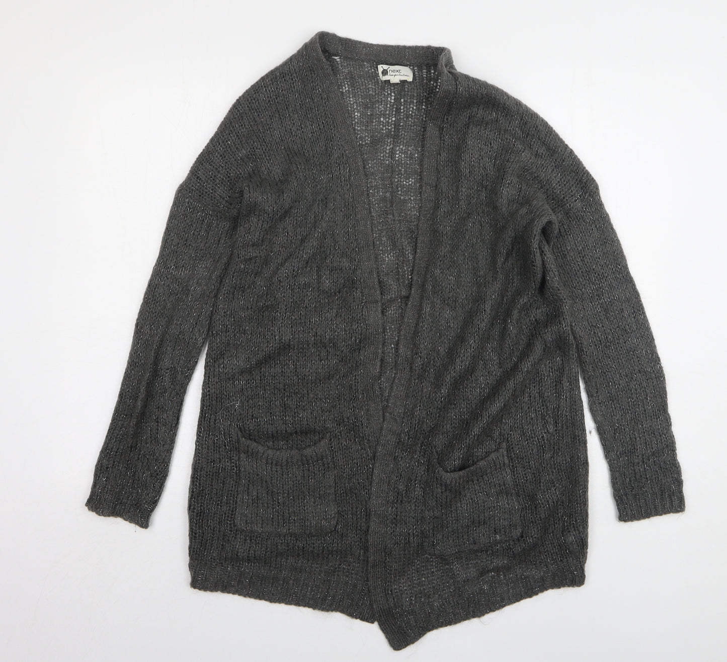 NEXT Womens Grey V-Neck Acrylic Cardigan Jumper Size 12