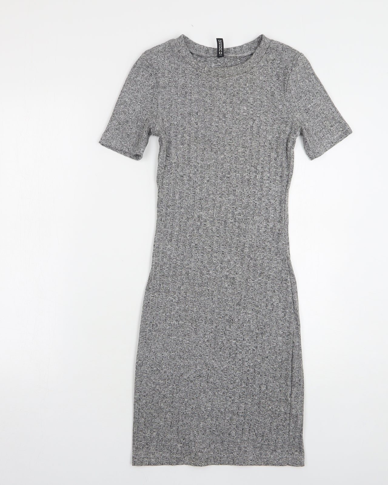 H&M Womens Grey Polyester Jumper Dress Size 6 Round Neck