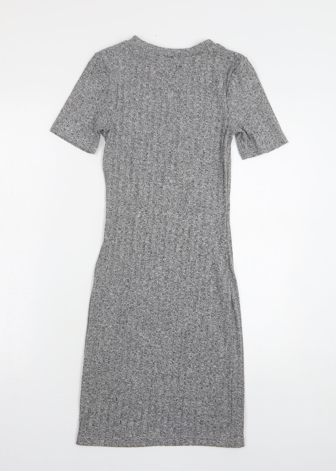 H&M Womens Grey Polyester Jumper Dress Size 6 Round Neck