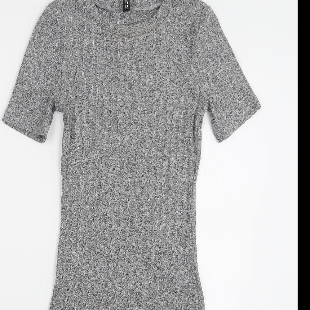 H&M Womens Grey Polyester Jumper Dress Size 6 Round Neck