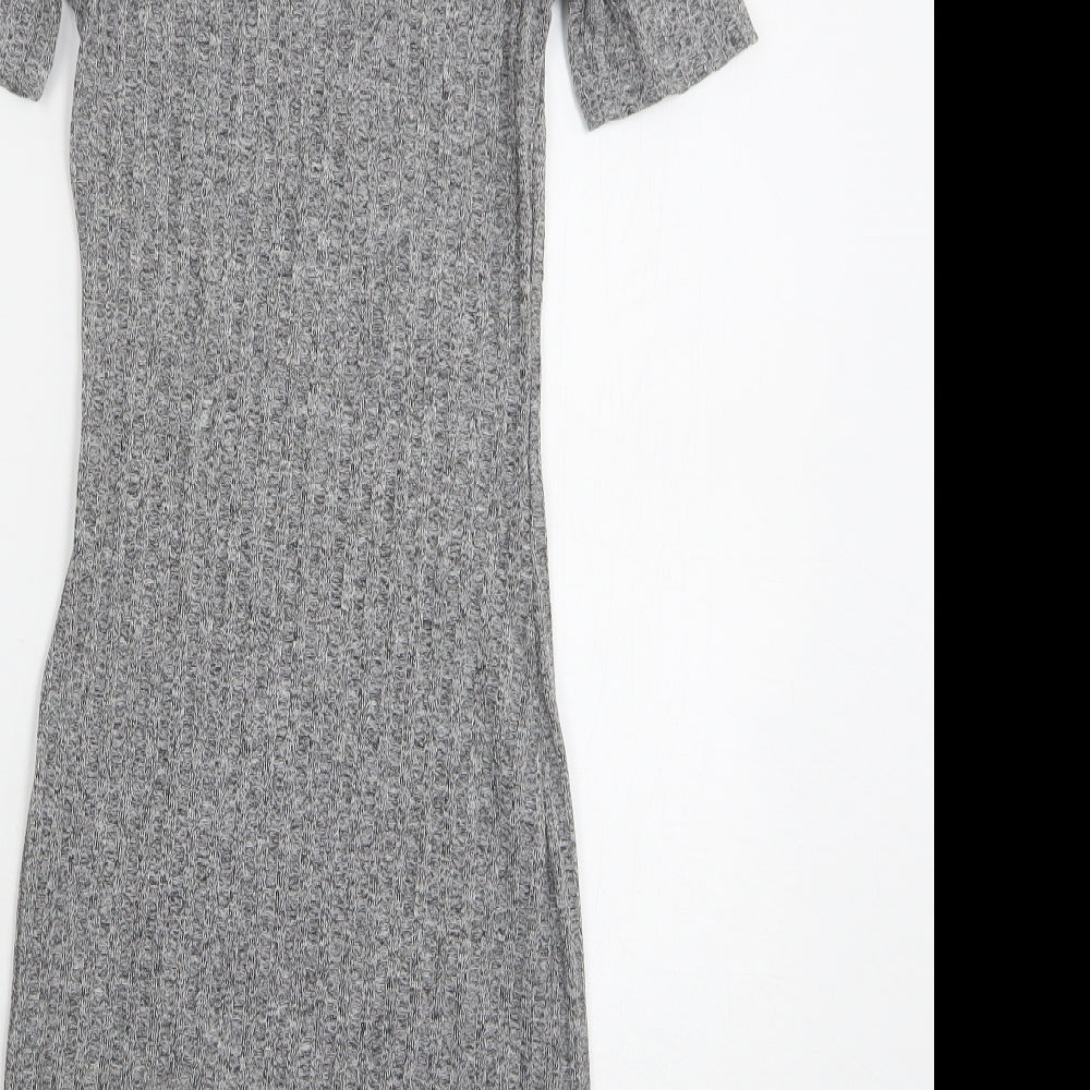 H&M Womens Grey Polyester Jumper Dress Size 6 Round Neck