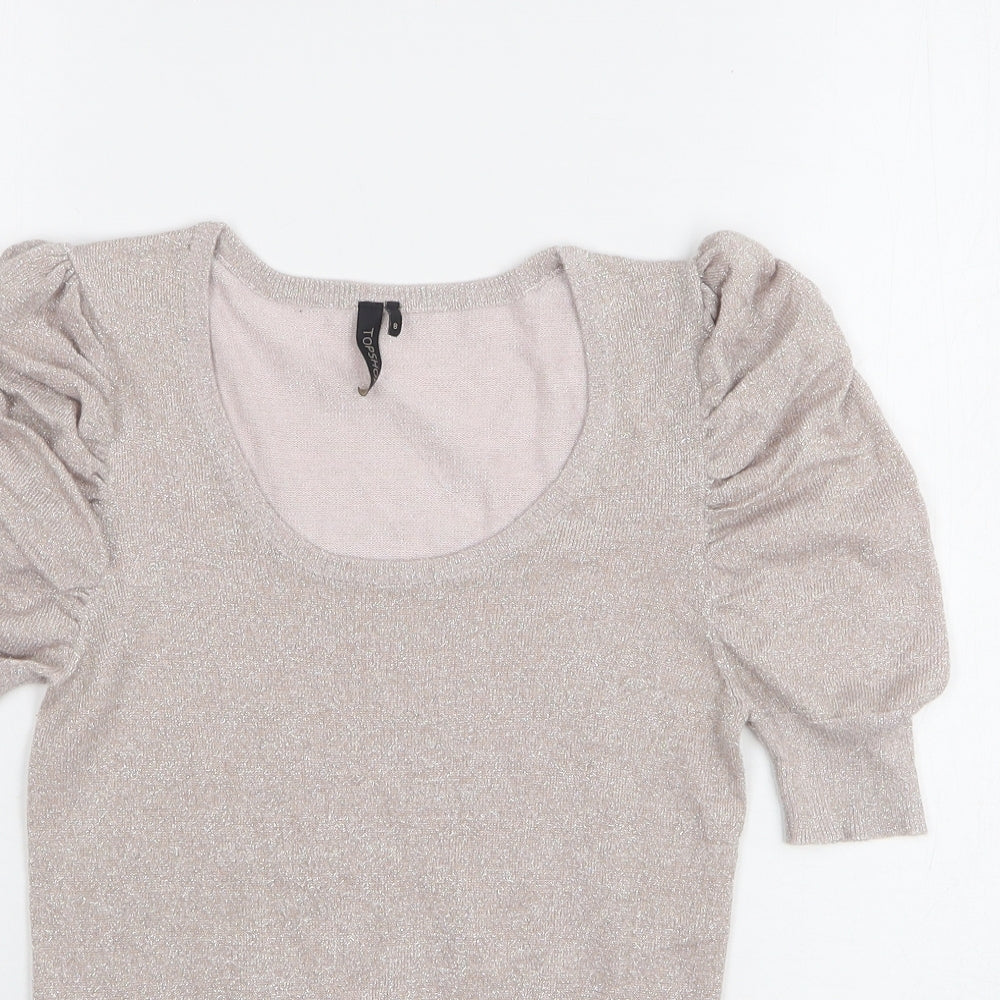 Topshop Womens Pink Round Neck Viscose Pullover Jumper Size 8