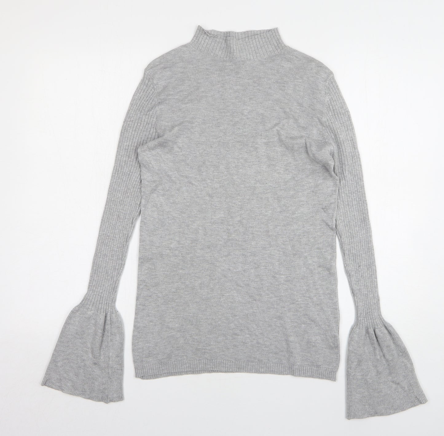 Primark Womens Grey High Neck Viscose Pullover Jumper Size 12
