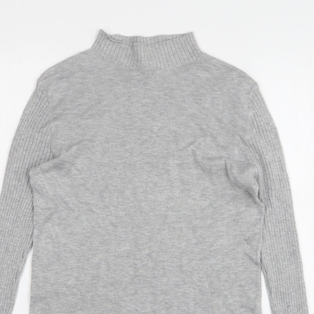 Primark Womens Grey High Neck Viscose Pullover Jumper Size 12