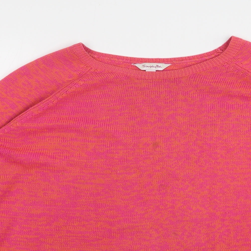 Simply Be Womens Pink Round Neck Geometric Acrylic Pullover Jumper Size 20