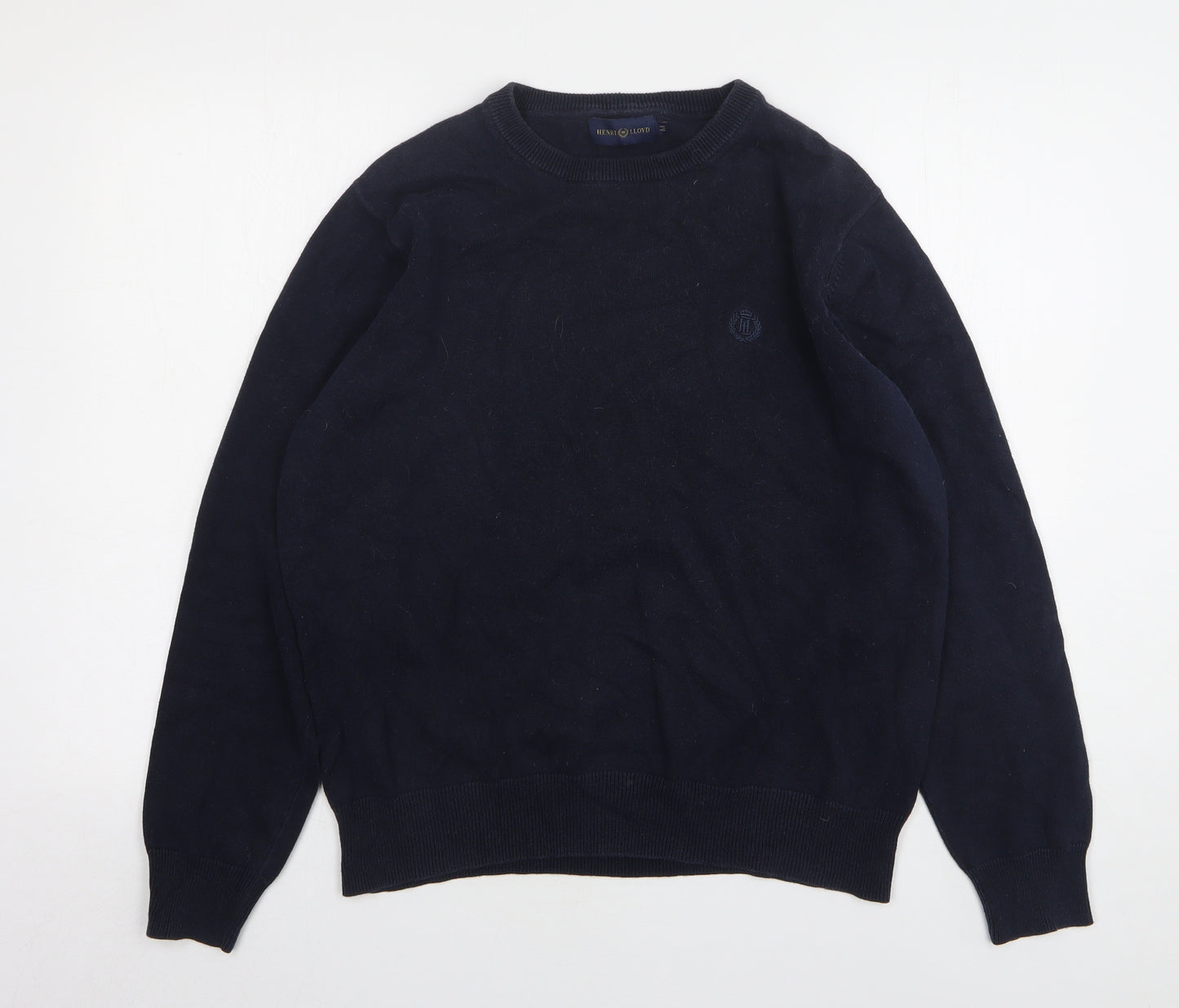 Henri Lloyd Mens Blue Round Neck Cotton Pullover Jumper Size M