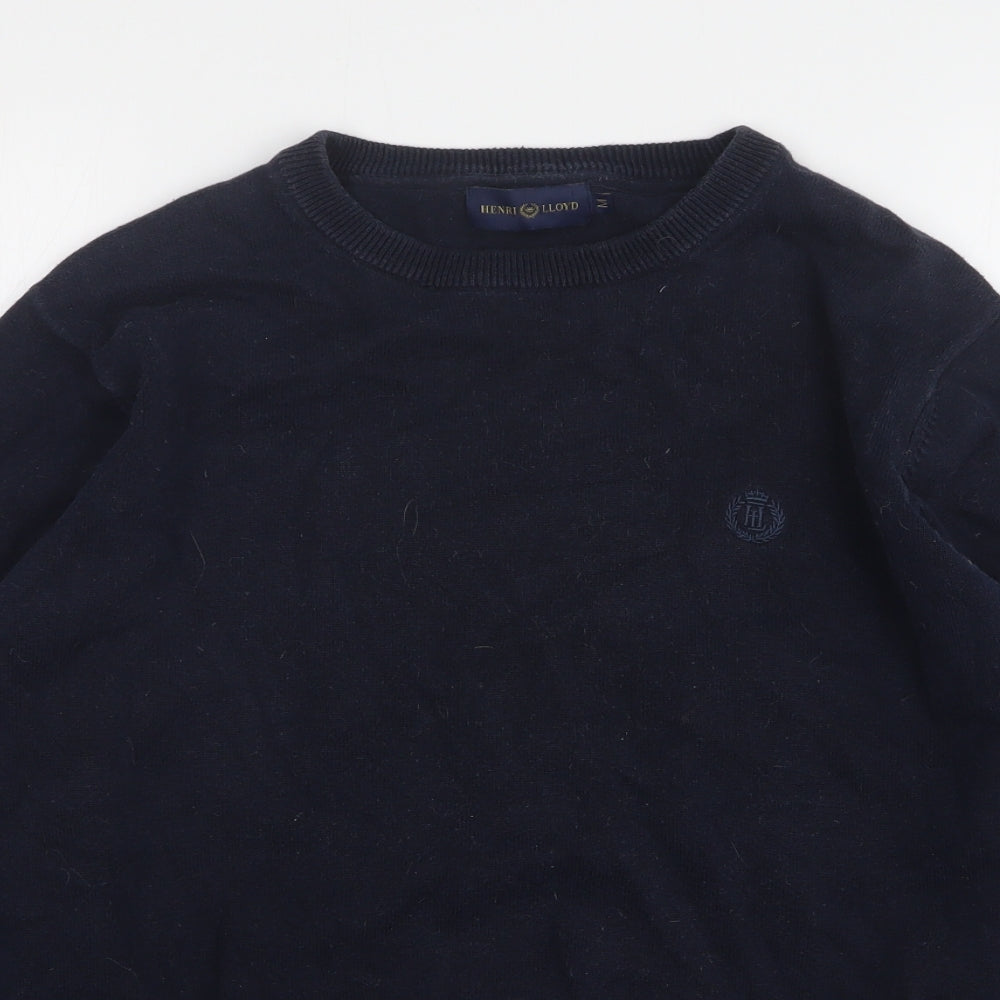 Henri Lloyd Mens Blue Round Neck Cotton Pullover Jumper Size M