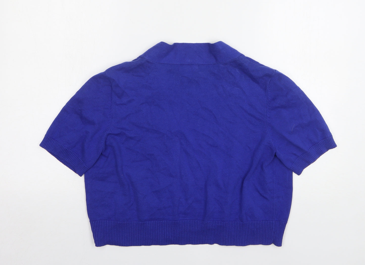 Soon Womens Blue V-Neck Cotton Cardigan Jumper Size 16