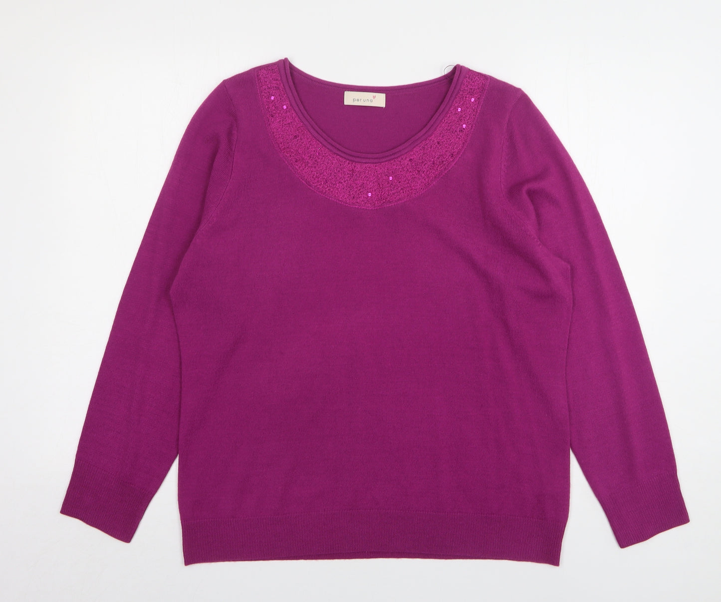 Marks and Spencer Womens Purple Round Neck Acrylic Pullover Jumper Size 18