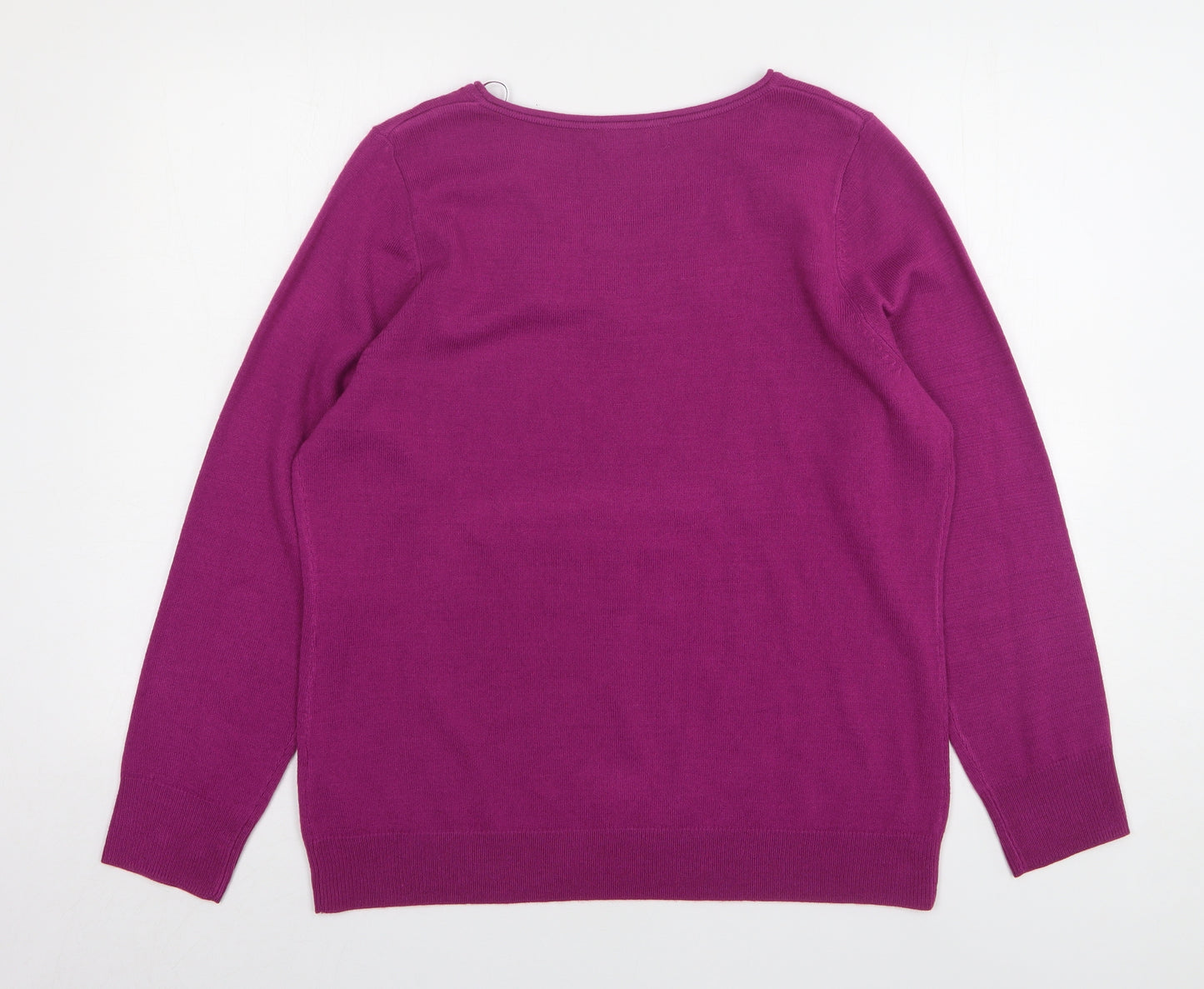 Marks and Spencer Womens Purple Round Neck Acrylic Pullover Jumper Size 18