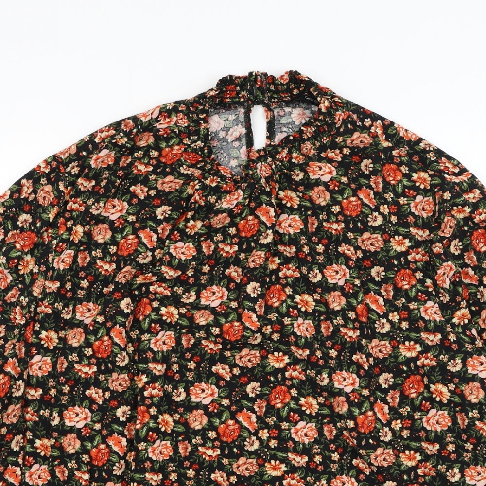 George Womens Black Floral Viscose Basic Blouse Size 24 Round Neck