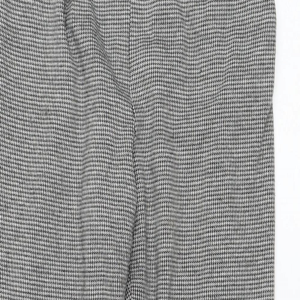 Papaya Womens Grey Houndstooth Polyester Carrot Trousers Size 8 L25 in Regular