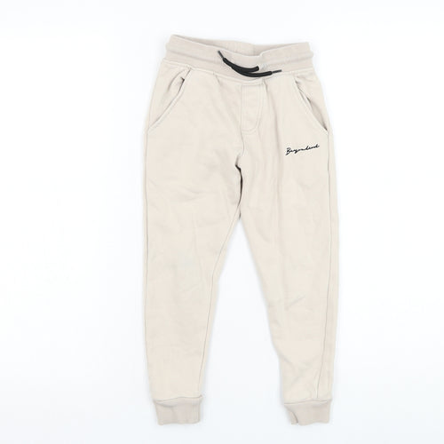 George Boys Beige Cotton Jogger Trousers Size 5-6 Years Regular Drawstring