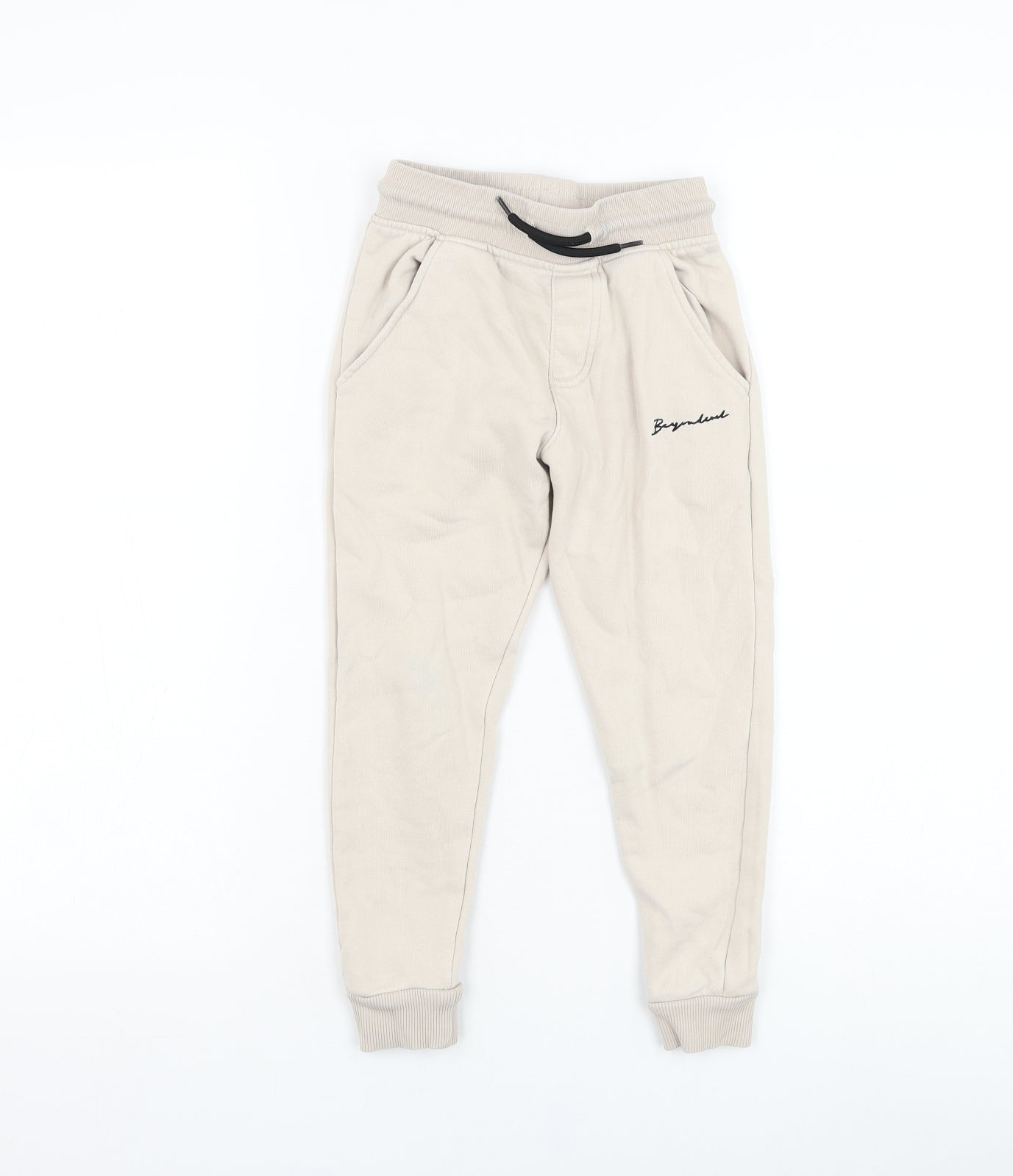 George Boys Beige Cotton Jogger Trousers Size 5-6 Years Regular Drawstring
