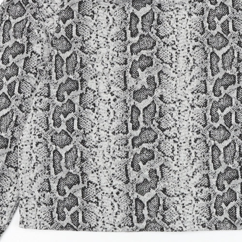 F&F Womens Grey Round Neck Animal Print Polyester Pullover Jumper Size 6