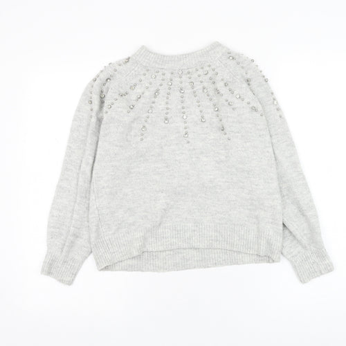 George Womens Grey Round Neck Acrylic Pullover Jumper Size XS
