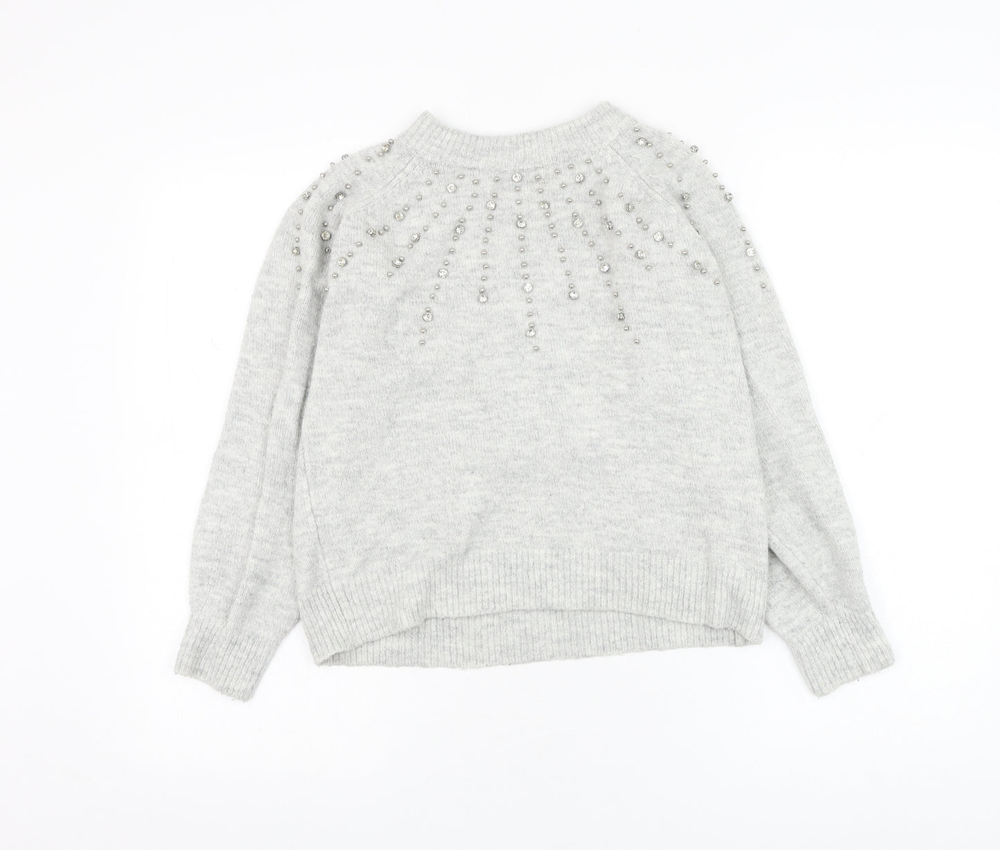 George Womens Grey Round Neck Acrylic Pullover Jumper Size XS