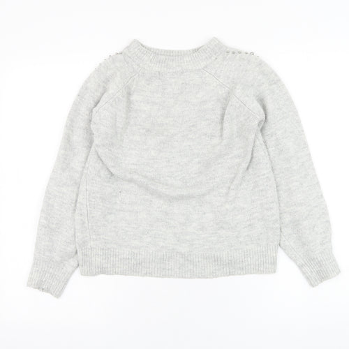 George Womens Grey Round Neck Acrylic Pullover Jumper Size XS
