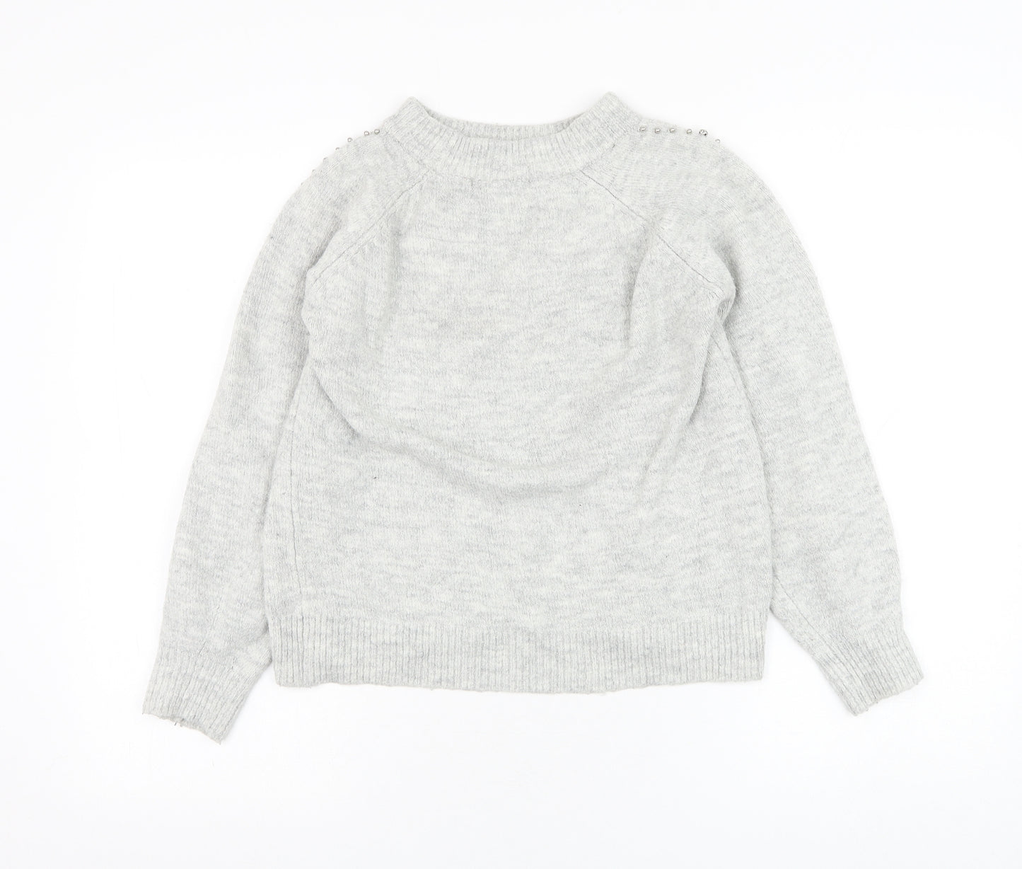 George Womens Grey Round Neck Acrylic Pullover Jumper Size XS