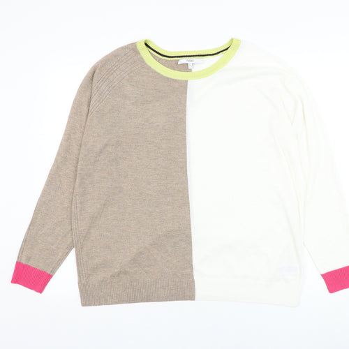 NEXT Womens White Round Neck Polyester Pullover Jumper Size L