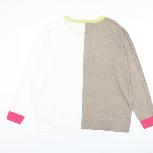 NEXT Womens White Round Neck Polyester Pullover Jumper Size L