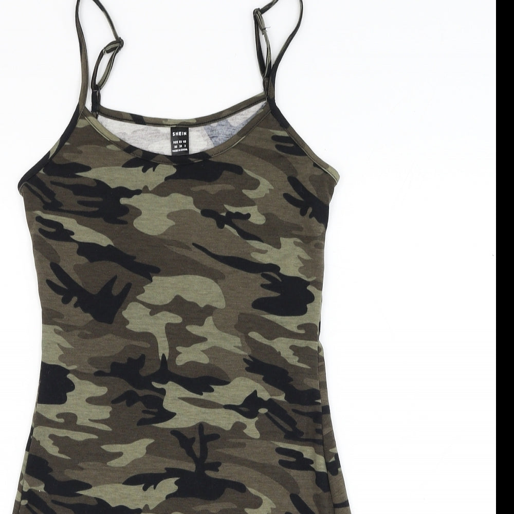 SheIn Womens Green Camouflage Polyester Playsuit One-Piece Size 6 L4 in Pullover
