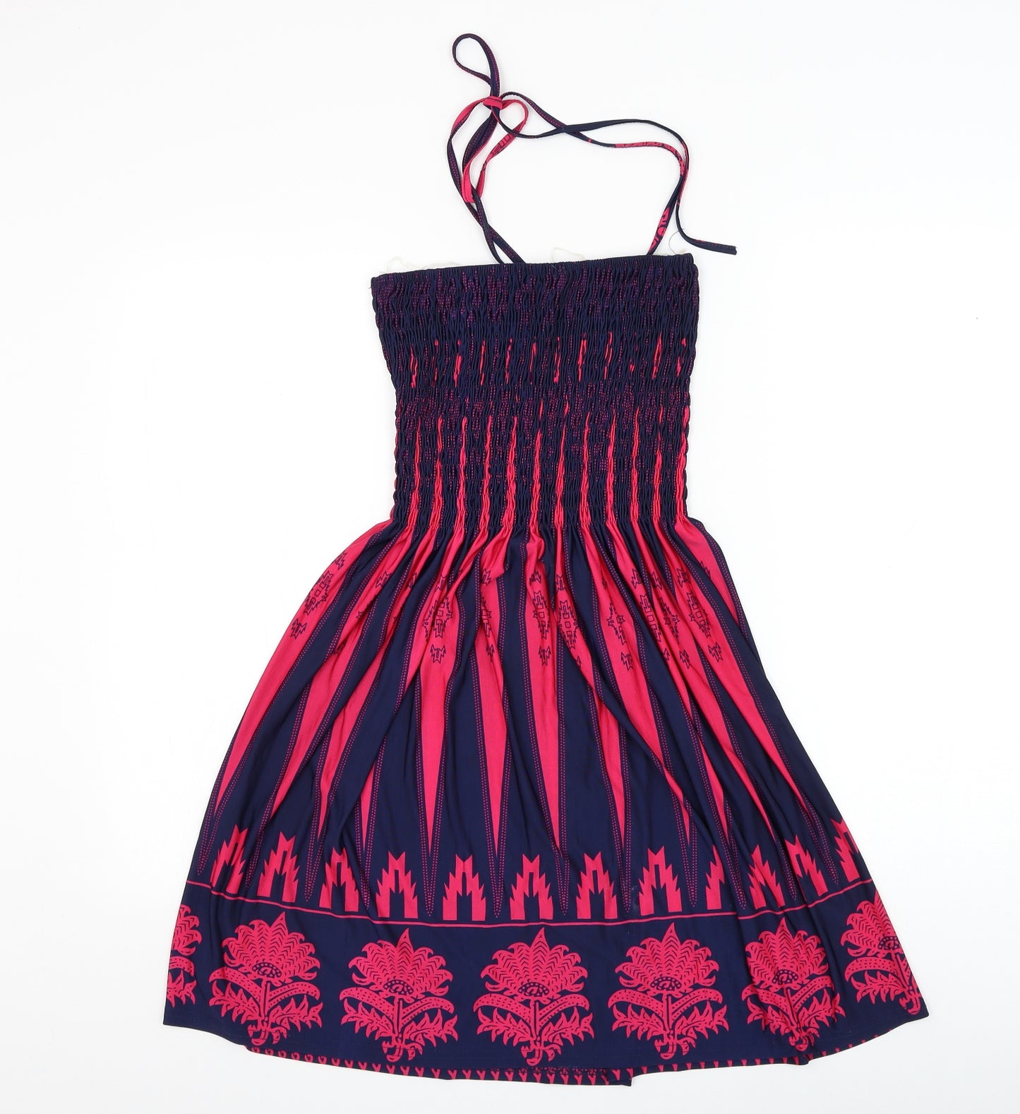 MODO Womens Blue Geometric Polyester Shift Size M Halter Tie