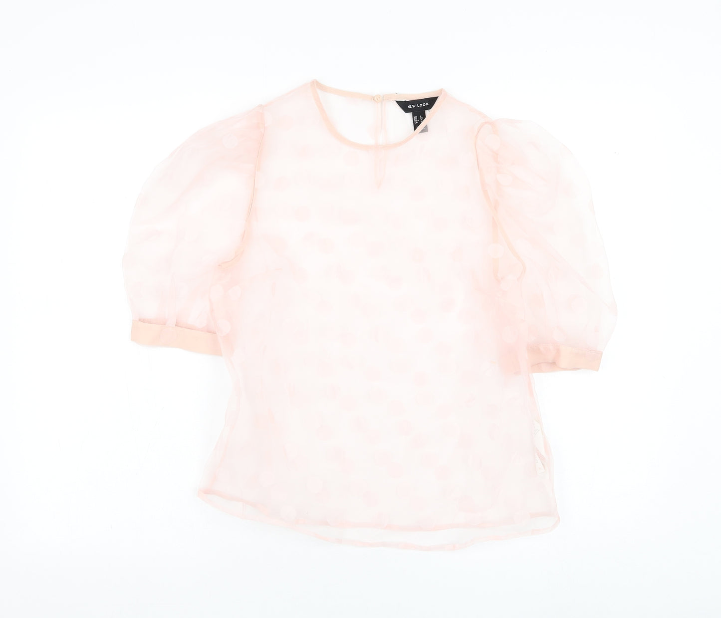 New Look Womens Pink Polyester Basic Blouse Size 8 Round Neck