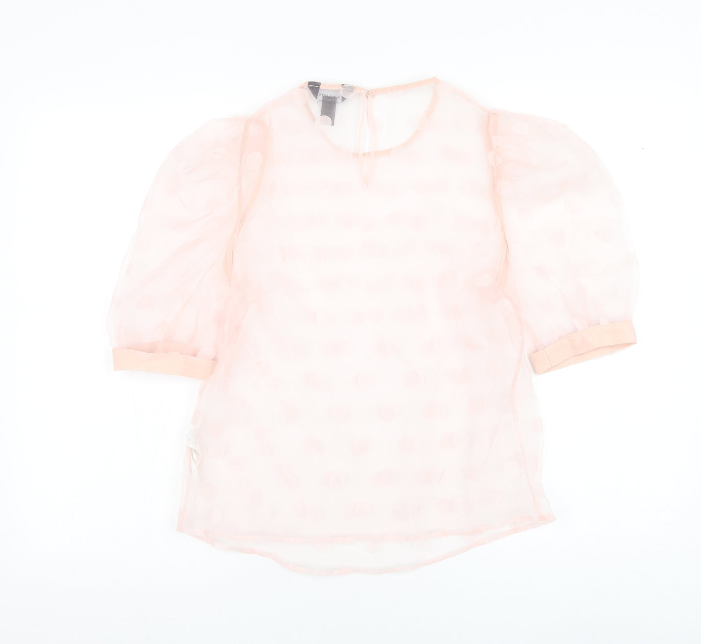New Look Womens Pink Polyester Basic Blouse Size 8 Round Neck