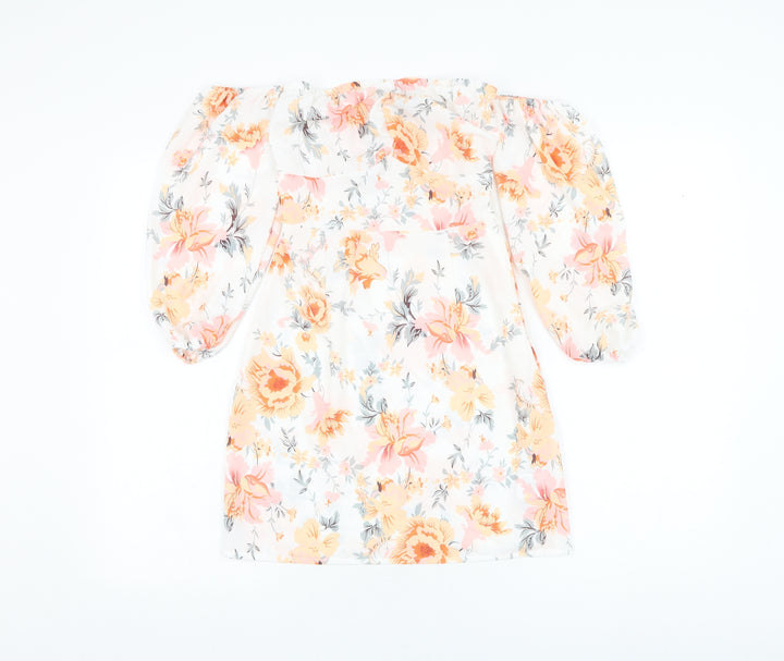 PARISIAN SIGNATURE Womens White Floral Polyester Pencil Dress Size 6 Square Neck Pullover
