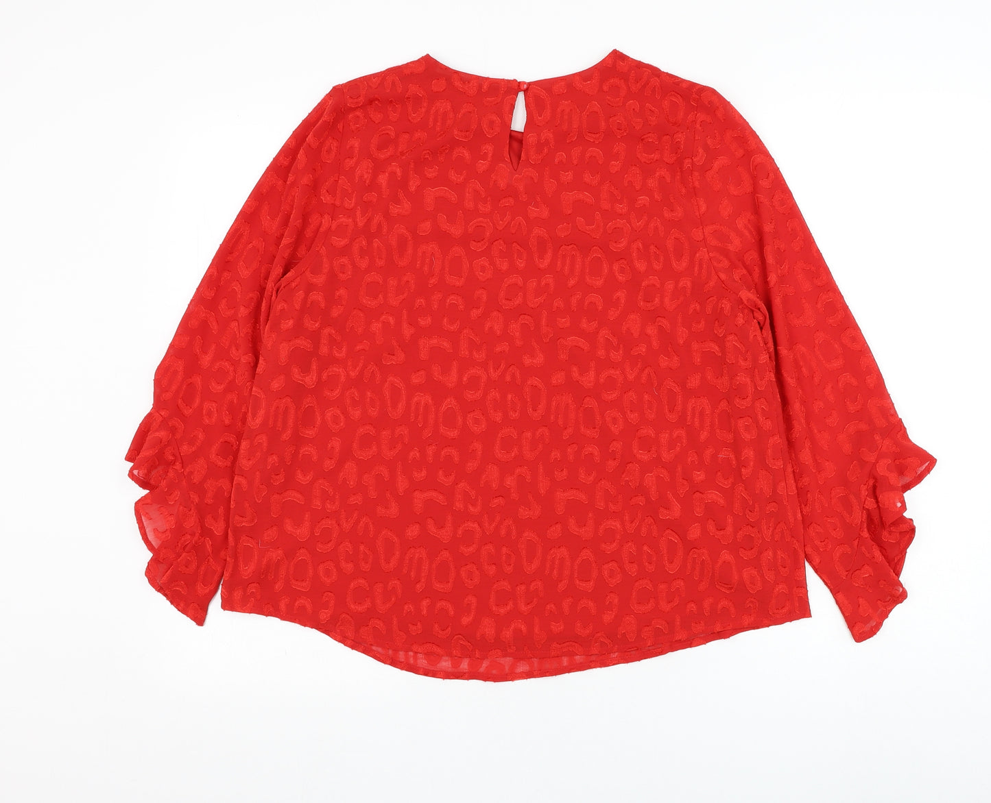 Dunnes Stores Womens Red Polyester Basic Blouse Size M Round Neck