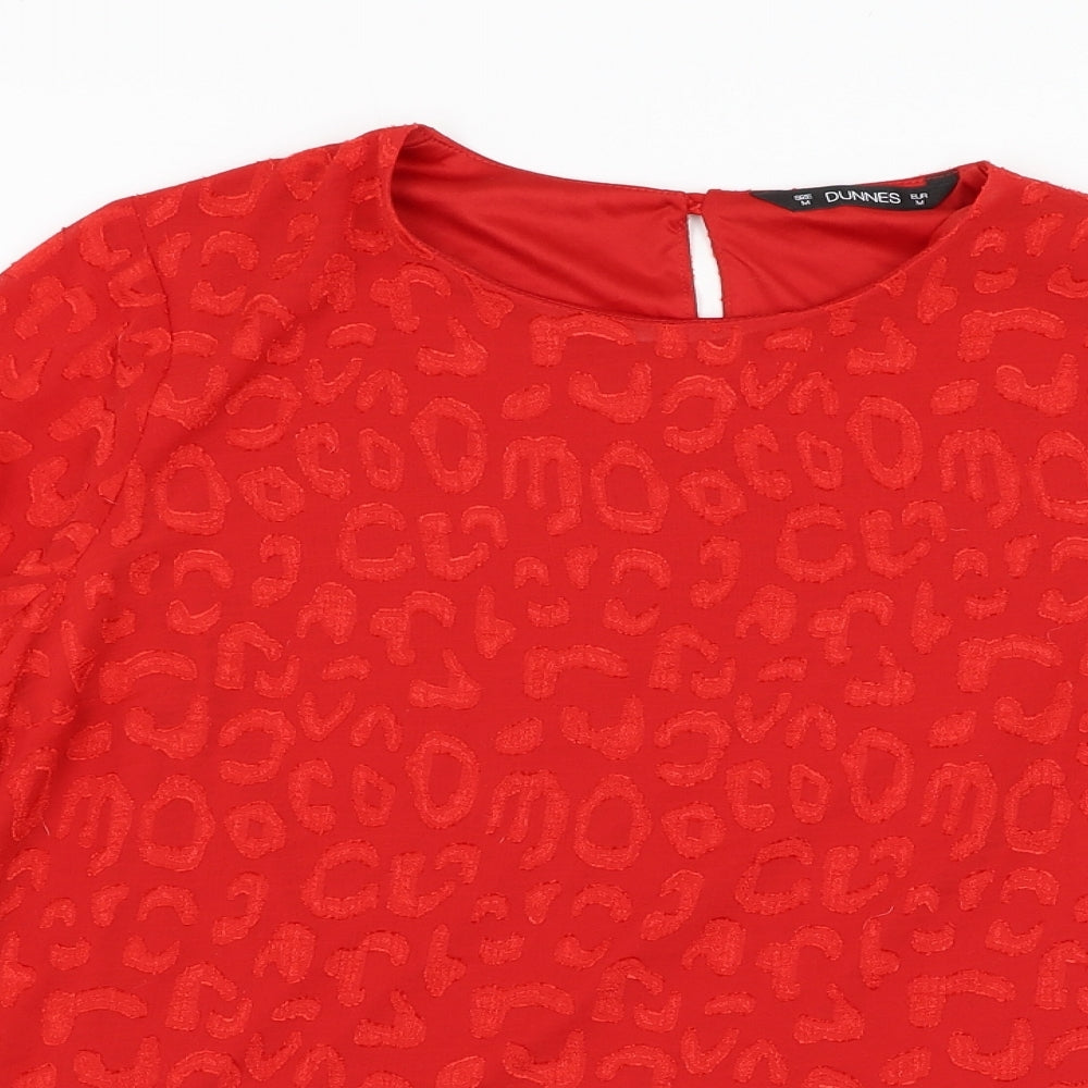 Dunnes Stores Womens Red Polyester Basic Blouse Size M Round Neck