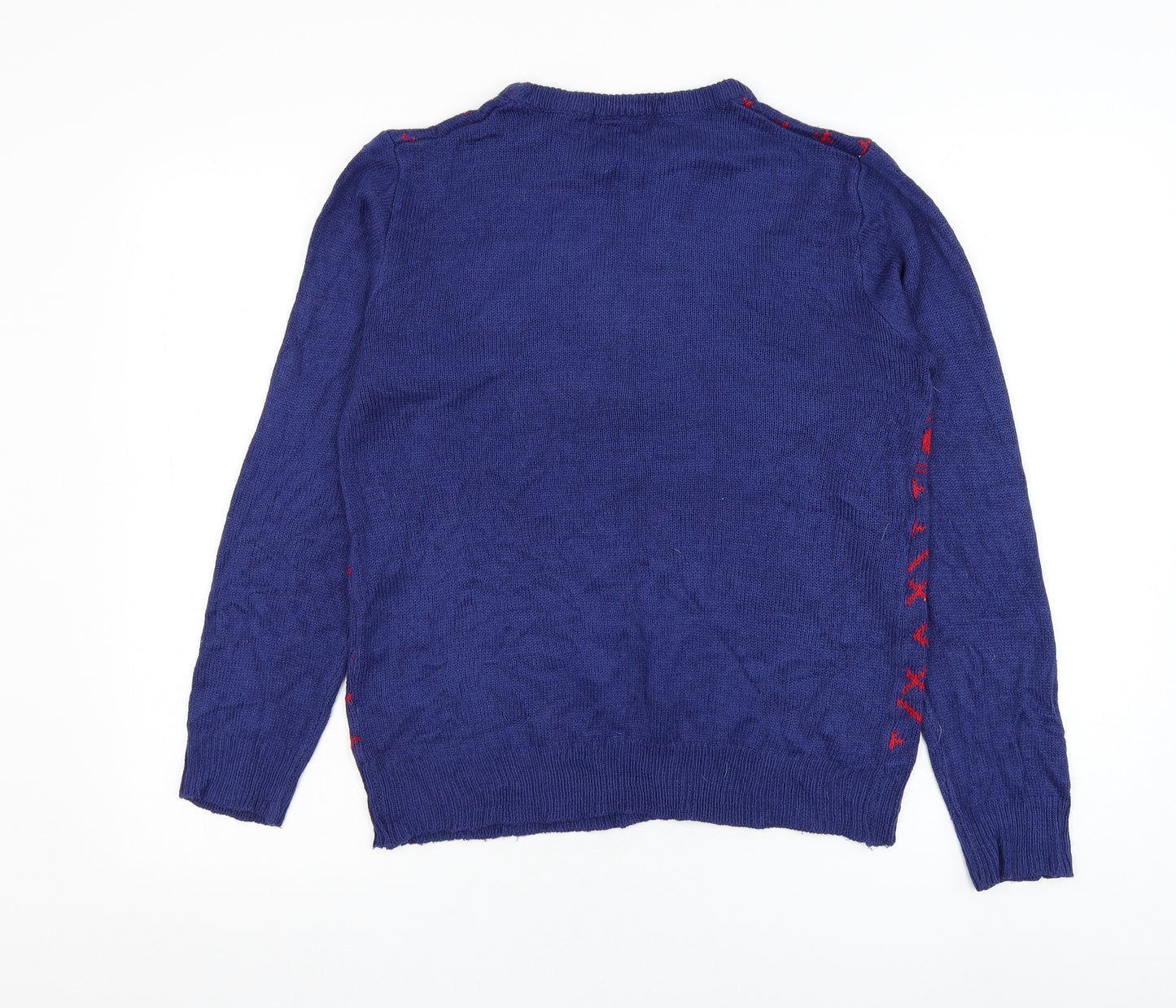 Preworn Womens Blue Round Neck Acrylic Pullover Jumper Size M - Christmas