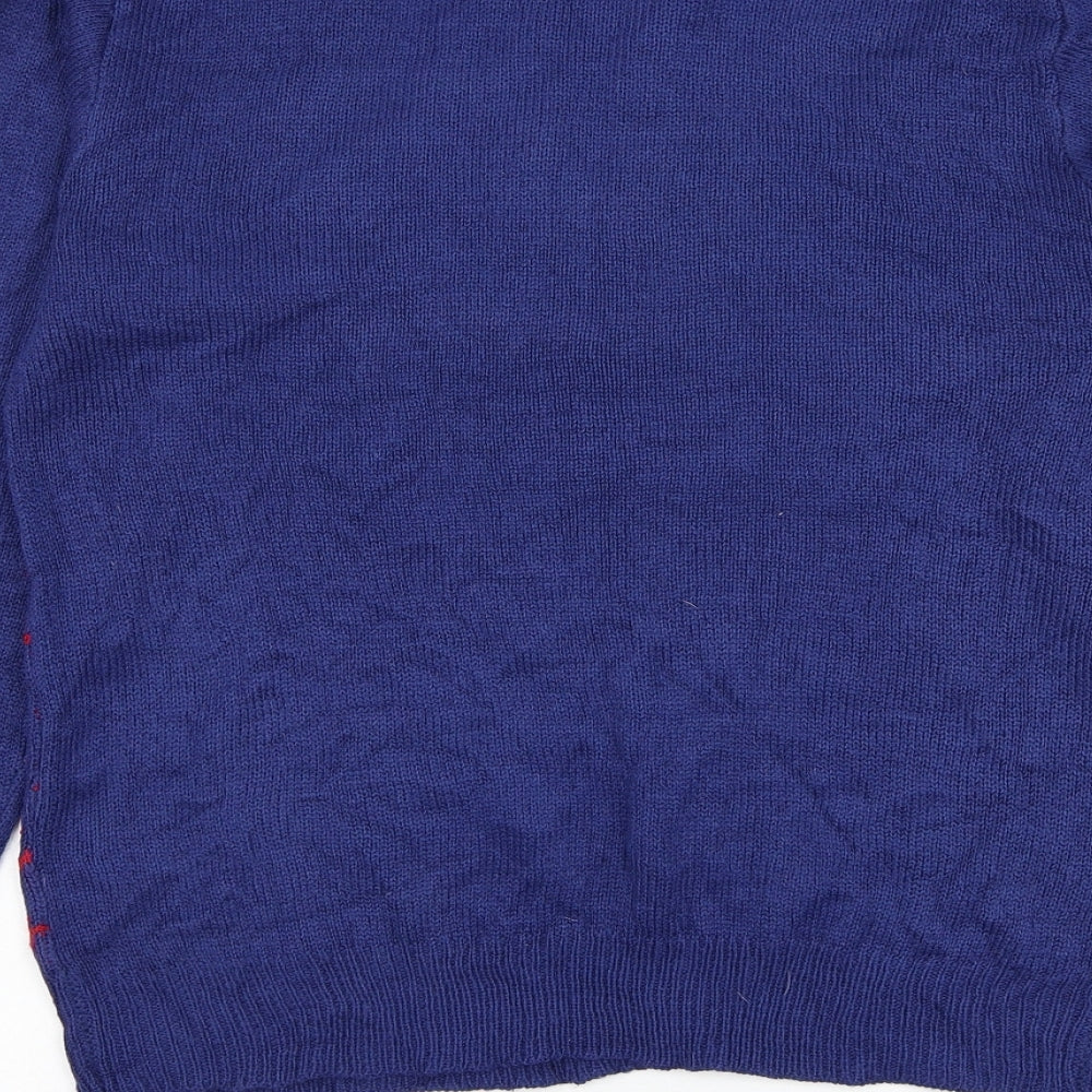 Preworn Womens Blue Round Neck Acrylic Pullover Jumper Size M - Christmas