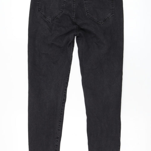 Bershka Womens Black Cotton Skinny Jeans Size 14 L27 in Regular Zip
