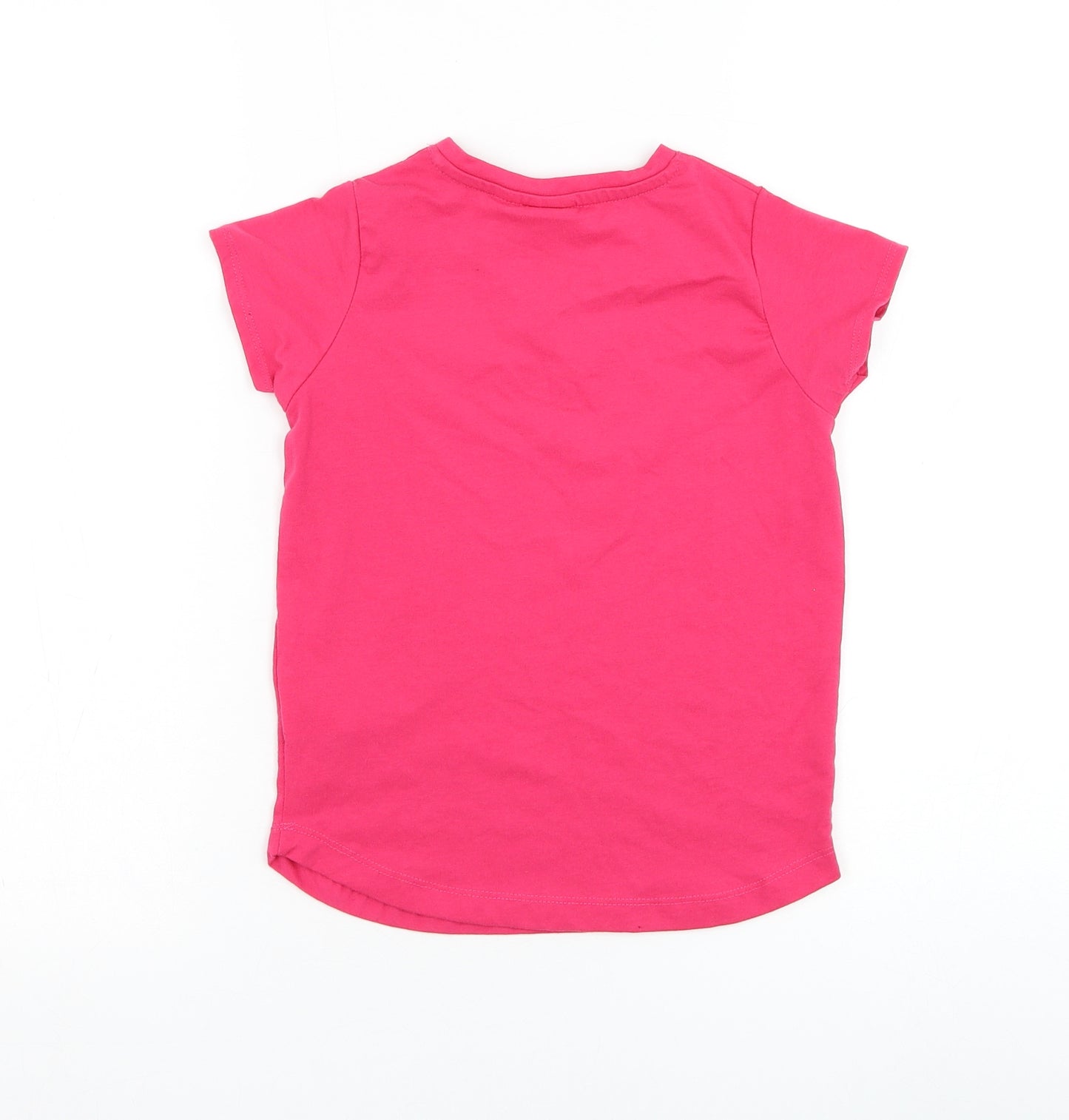 LA Gear Girls Pink Polyester Basic T-Shirt Size 7-8 Years V-Neck Pullover