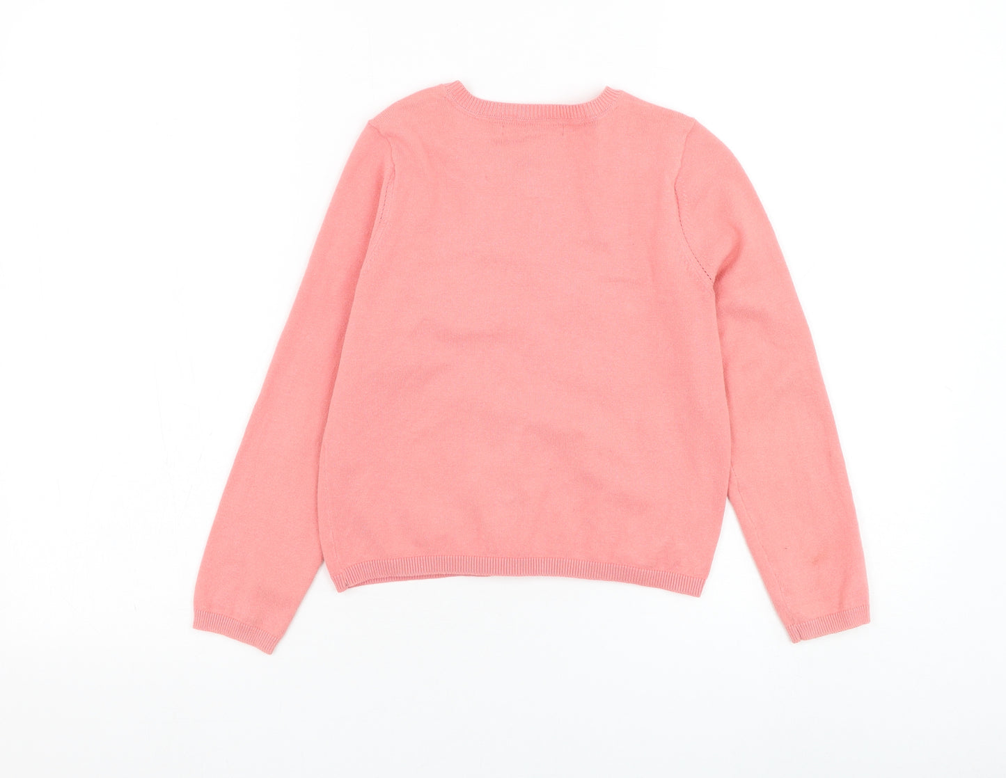 George Girls Pink Round Neck Cotton Cardigan Jumper Size 7-8 Years Button