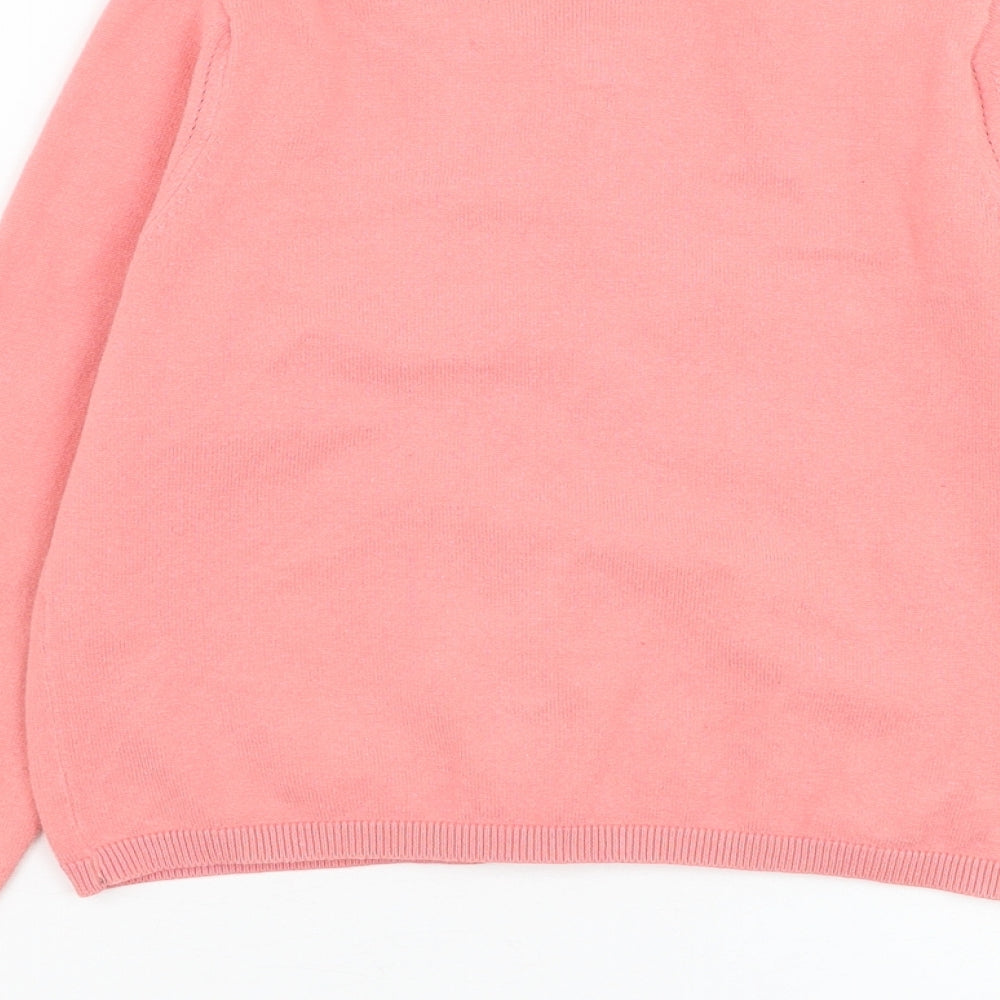 George Girls Pink Round Neck Cotton Cardigan Jumper Size 7-8 Years Button