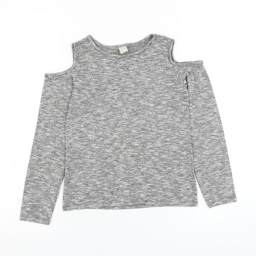 TU Girls Grey Round Neck Polyester Pullover Jumper Size 8 Years Pullover