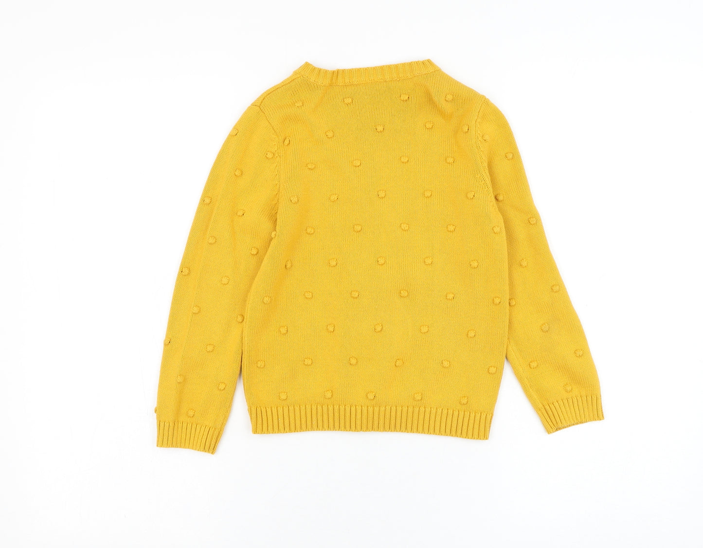 F&F Girls Yellow Off the Shoulder Cotton Cardigan Jumper Size 6-7 Years Button