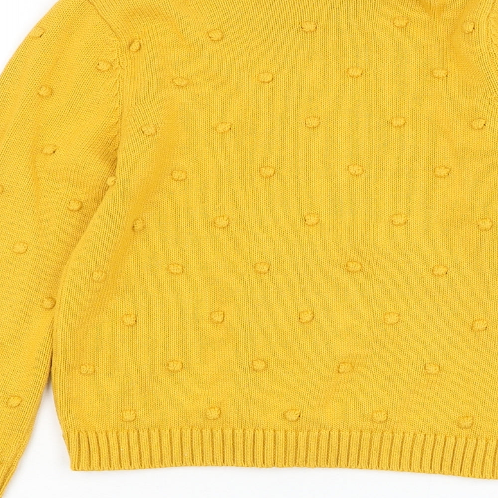 F&F Girls Yellow Off the Shoulder Cotton Cardigan Jumper Size 6-7 Years Button