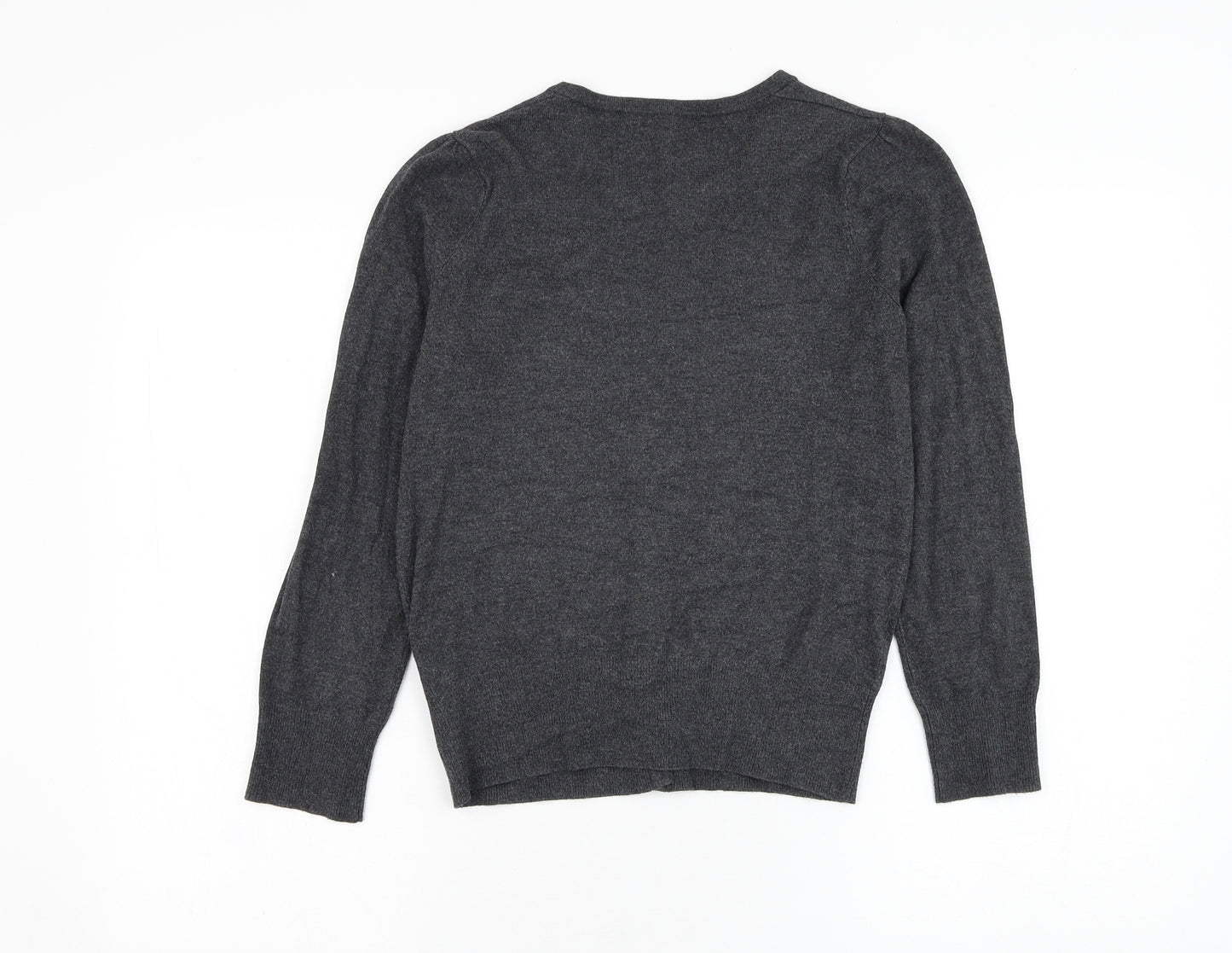 Marks and Spencer Womens Grey Round Neck Viscose Cardigan Jumper Size 8