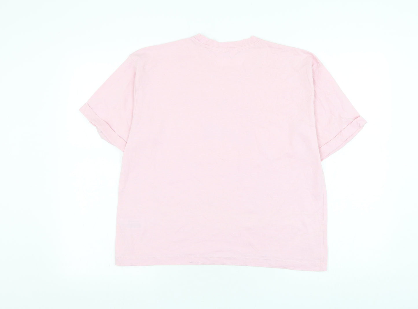 Primark Womens Pink Cotton Basic T-Shirt Size 6 Round Neck - Love