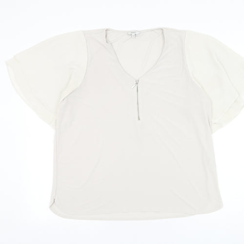NEXT Womens Grey Polyester Basic Blouse Size 16 V-Neck