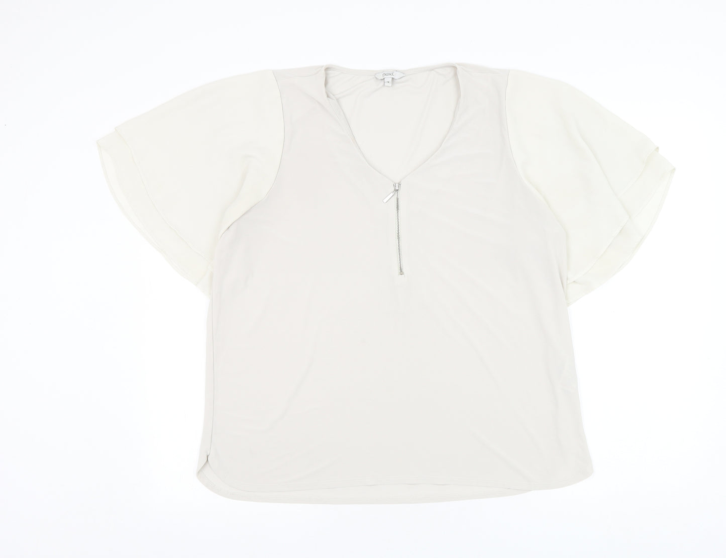 NEXT Womens Grey Polyester Basic Blouse Size 16 V-Neck