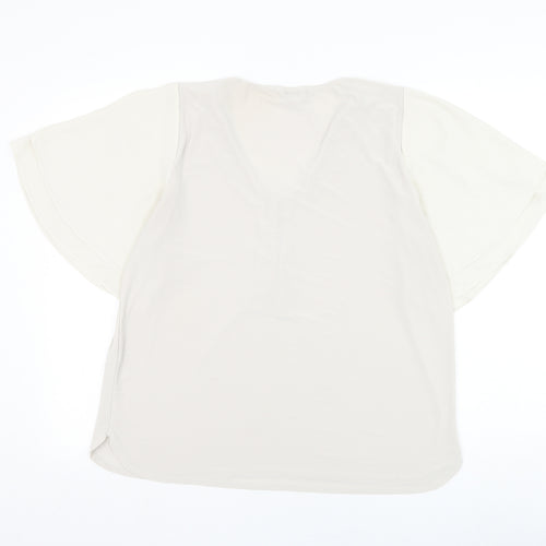 NEXT Womens Grey Polyester Basic Blouse Size 16 V-Neck