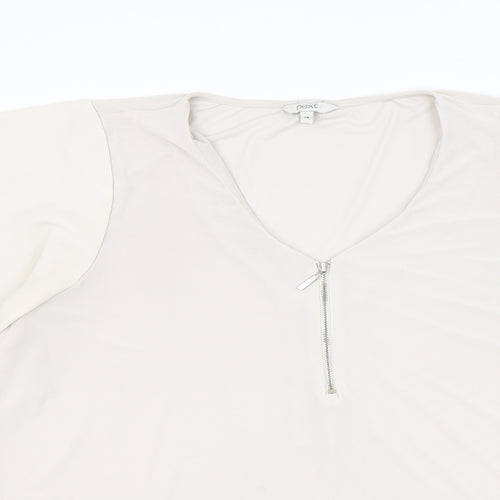 NEXT Womens Grey Polyester Basic Blouse Size 16 V-Neck