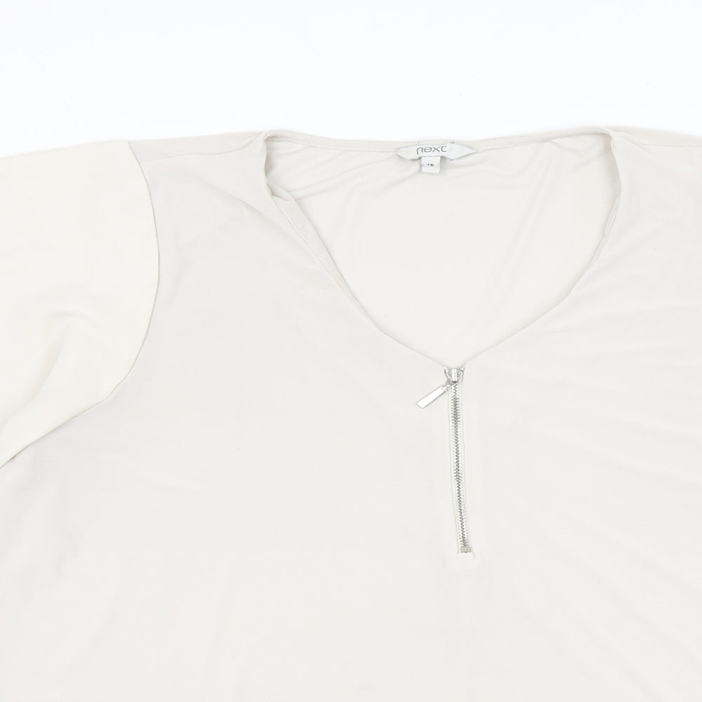 NEXT Womens Grey Polyester Basic Blouse Size 16 V-Neck